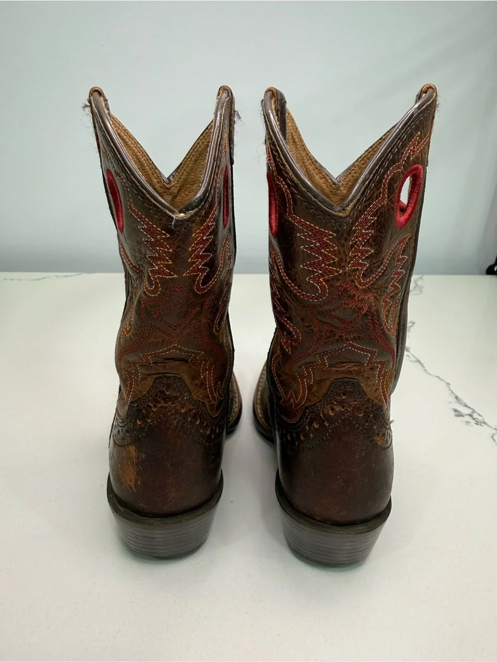 Ariat Kids' Roughstock Western Boots Brown Wide Square Toe Size 9